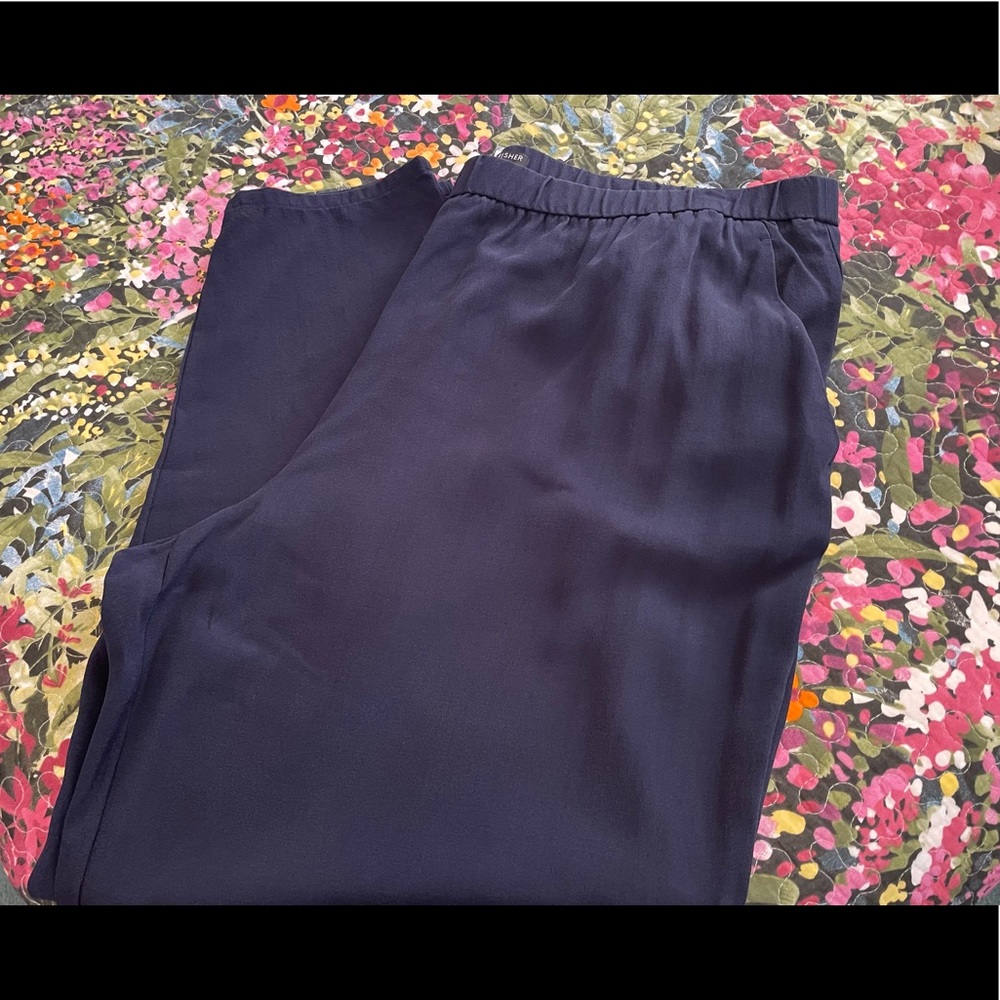Eileen Fisher 100% silk fully lined navy blue dress pants